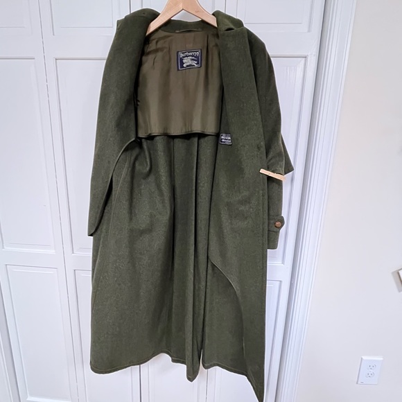 Burberry Vintage Loden Wool Alpaca Coat Austria Cape Back Belted Size 6/36 - Picture 7 of 17